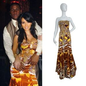 Just Cavalli 2007 printed silk gown dress